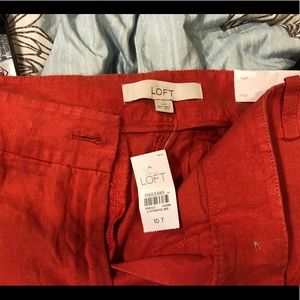 Loft Orange 100% linen wide leg pants